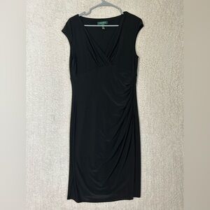 Lauren Ralph Lauren Black Ruched Sheath Midi Dress LBD